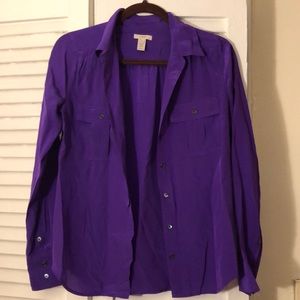 Jcrew purple silk blouse